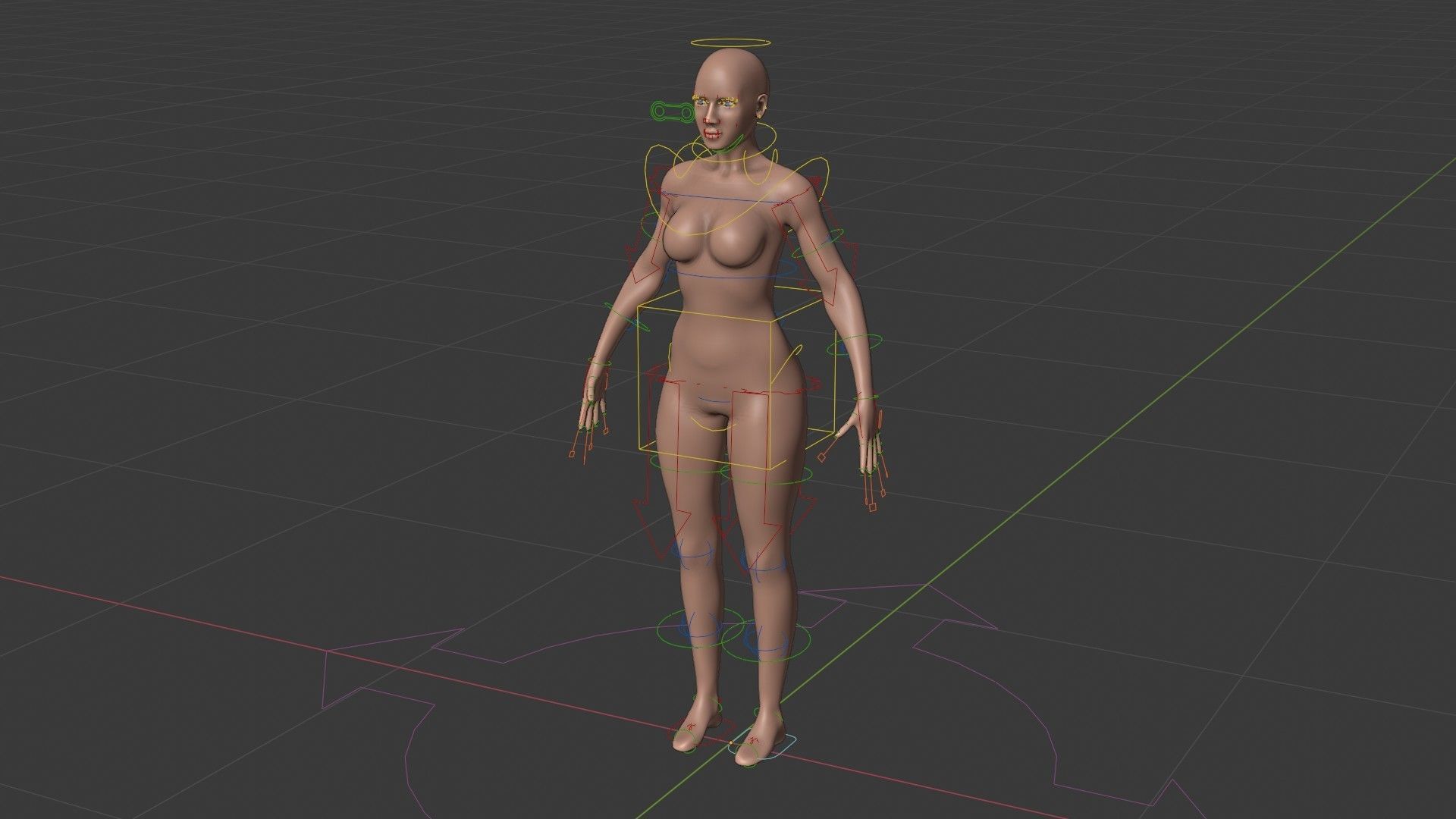 Female Base Mesh - Full Rig - Woman Girl Character Low-poly 3D model_29