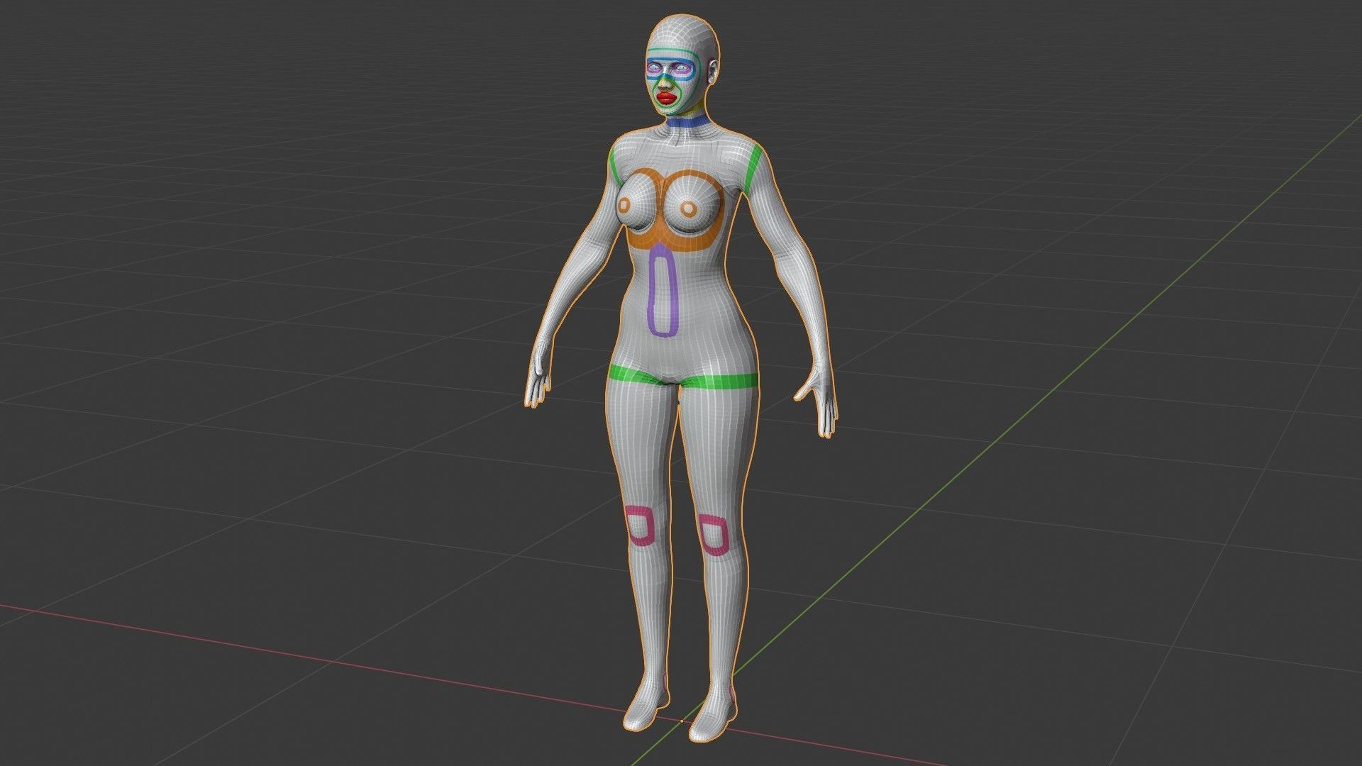 Female Base Mesh - Full Rig - Woman Girl Character Low-poly 3D model_1