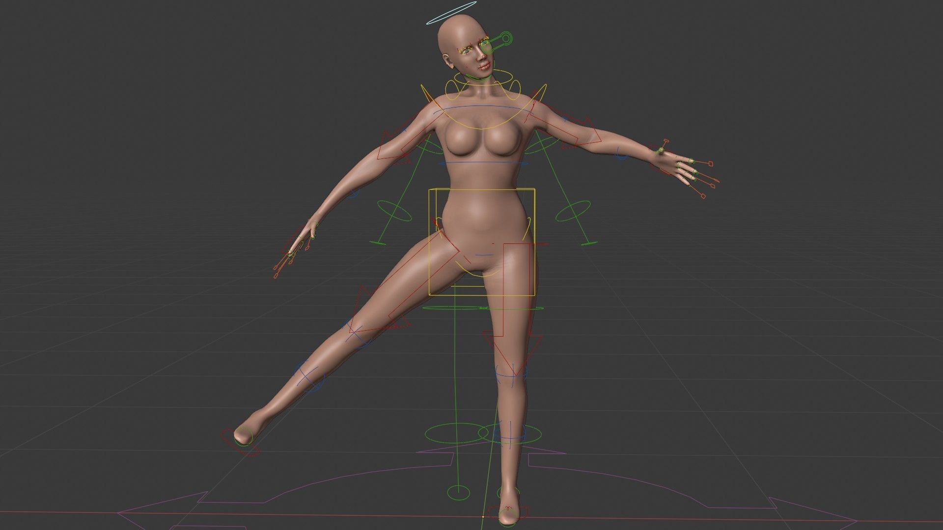 Female Base Mesh - Full Rig - Woman Girl Character Low-poly 3D model_2