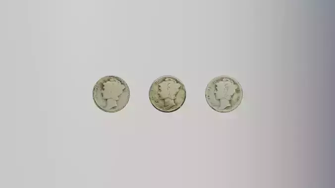 Antique Mercury head Dimes 3D model