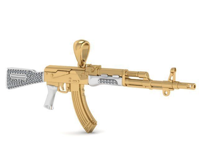 gun pendant 3D print model_9