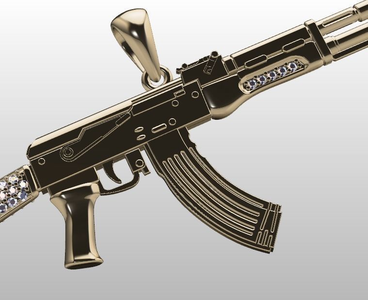 gun pendant 3D print model_22