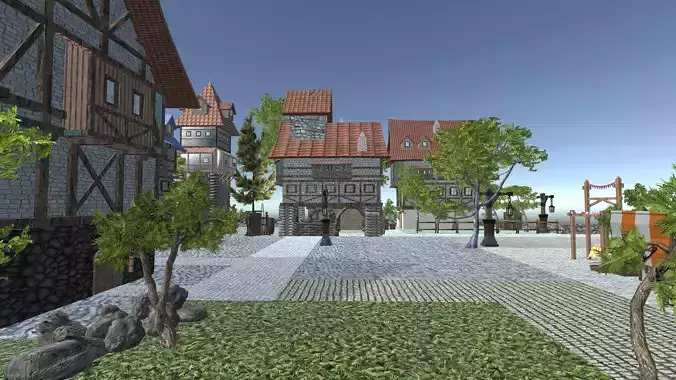 Medieval Town Complete Unity Pack Free low-poly 3D model
