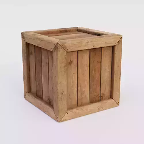 Wooden Box Low poly 3D model