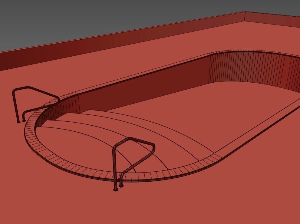 garden pool Low-poly 3D model_8