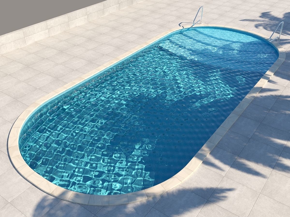 garden pool Low-poly 3D model_5