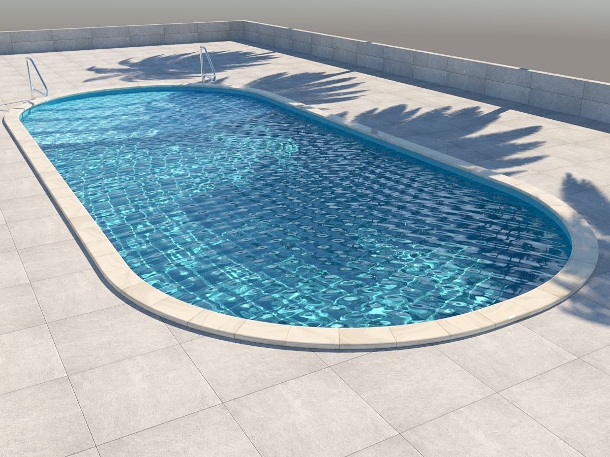 garden pool Low-poly 3D model_4