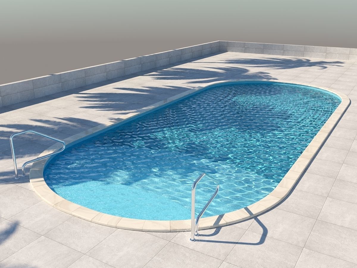garden pool Low-poly 3D model_3