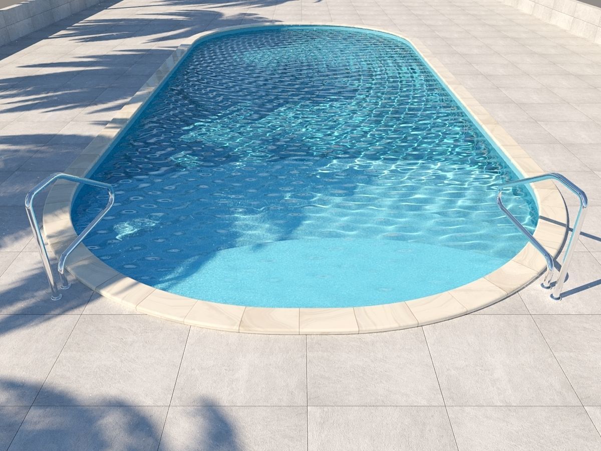 garden pool Low-poly 3D model_0