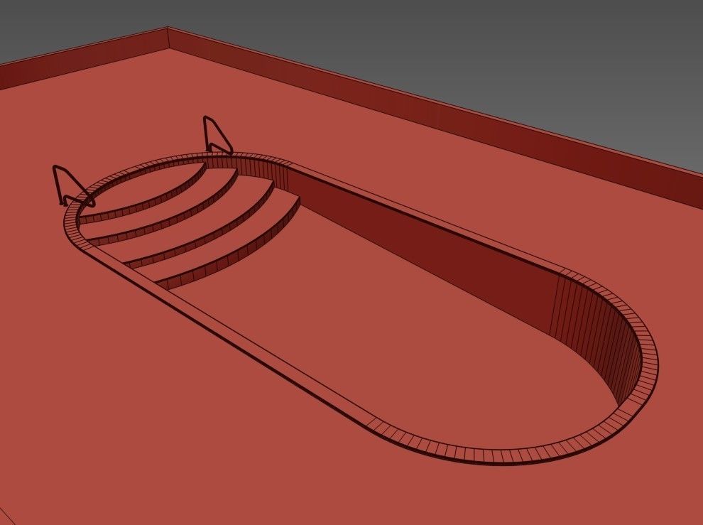 garden pool Low-poly 3D model_7