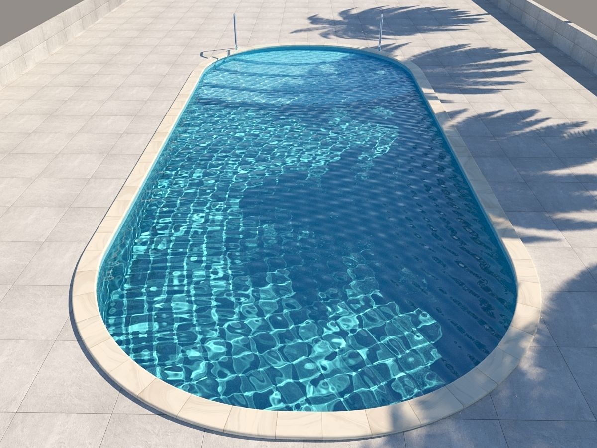 garden pool Low-poly 3D model_1