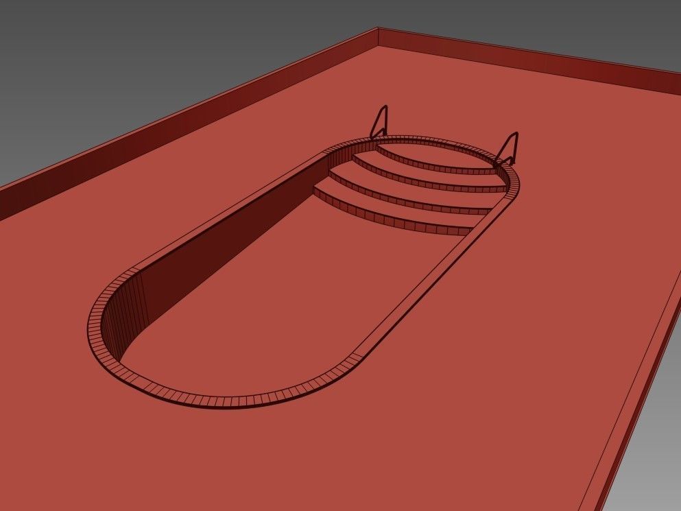 garden pool Low-poly 3D model_10