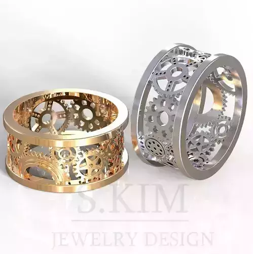 Gears wedding rings 3D print model