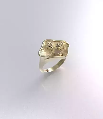 goldd gold leaf ring with diamonds