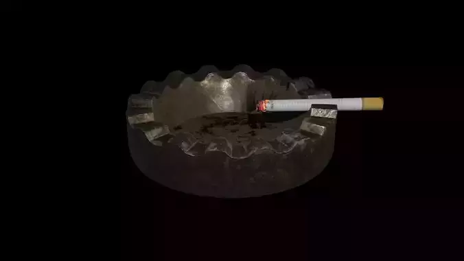 147Cigarette and ashtray Game Ready Low Poly 3d Model