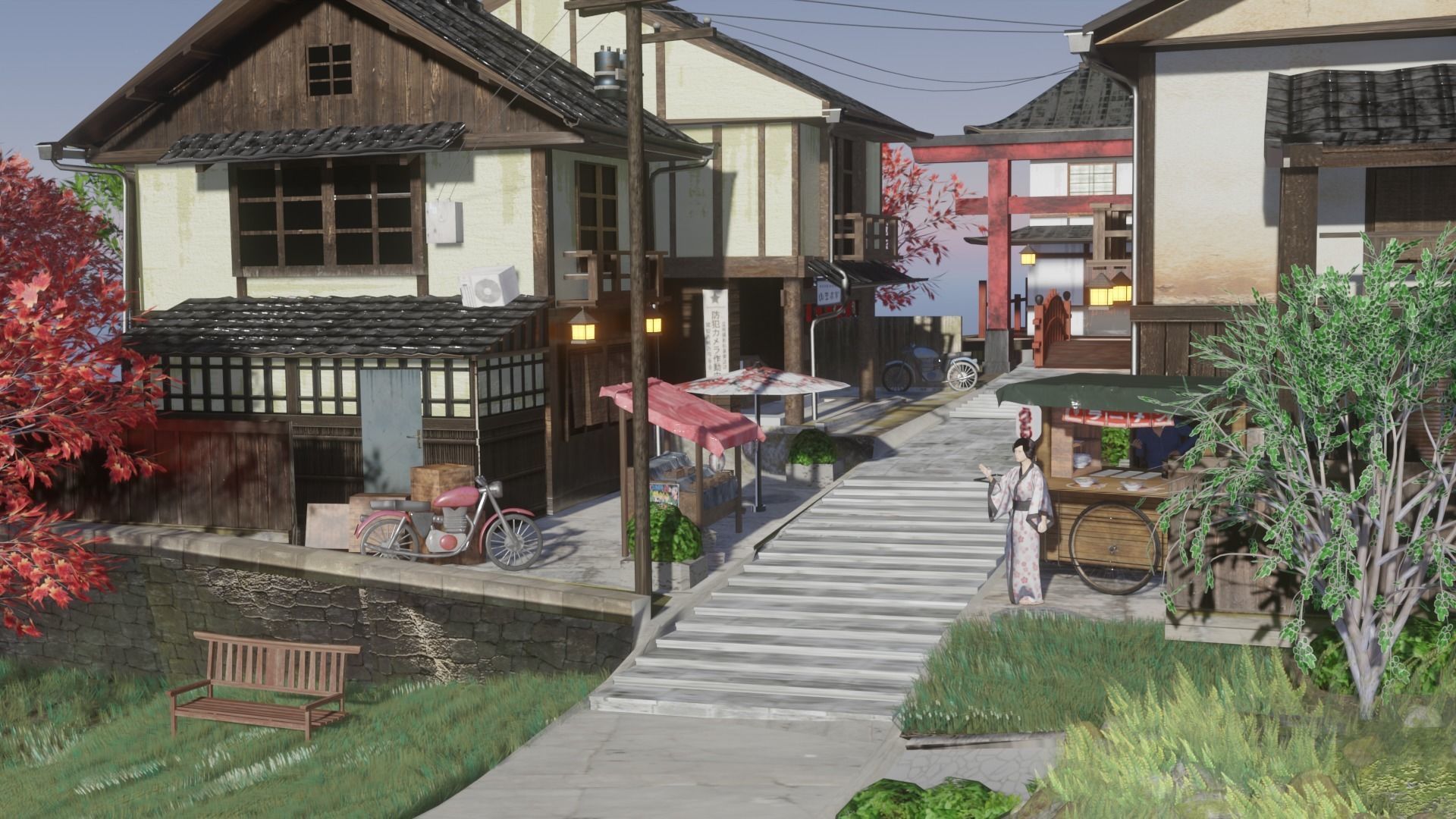 Japanese village 3D model_5