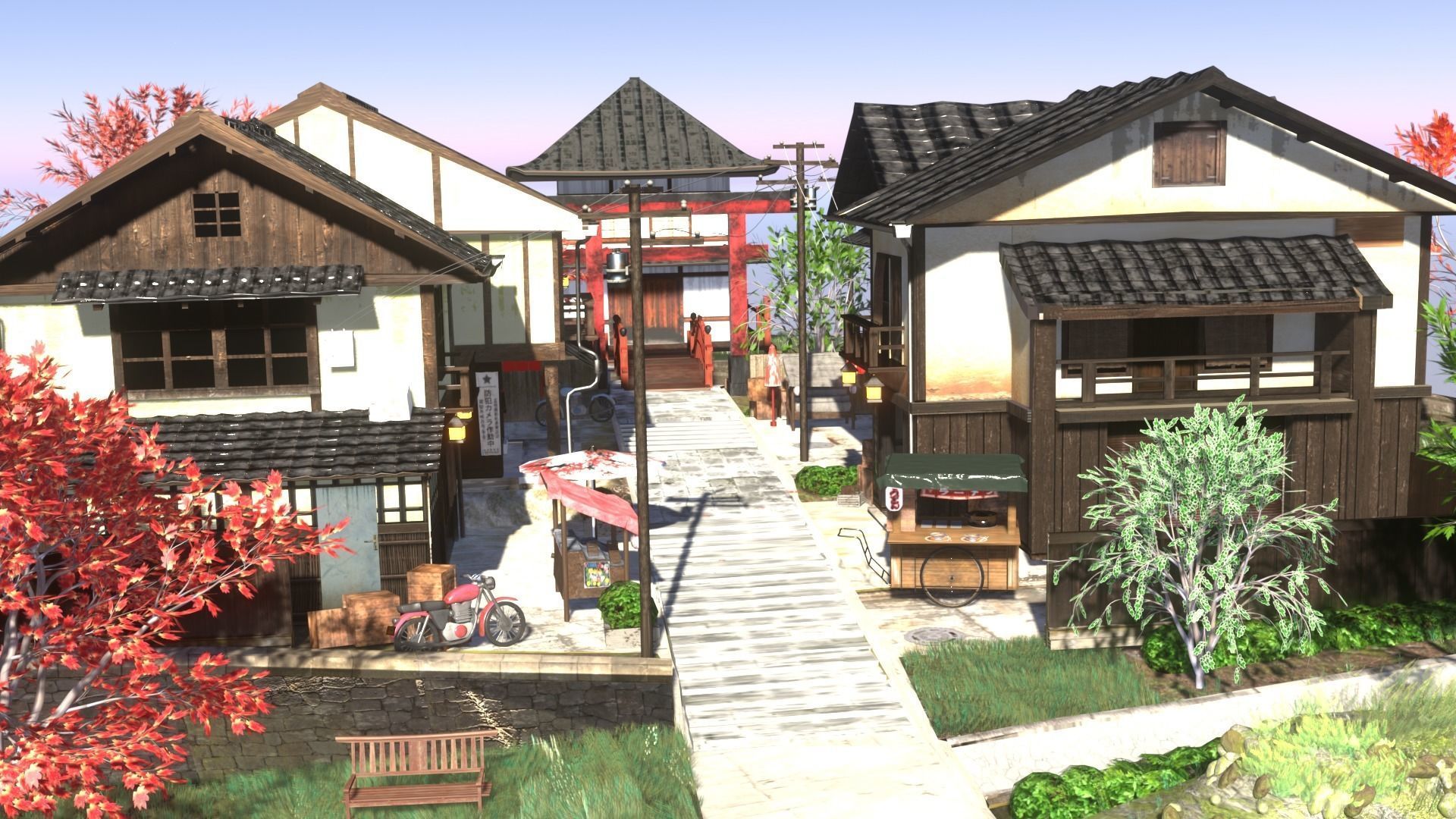 Japanese village 3D model_3