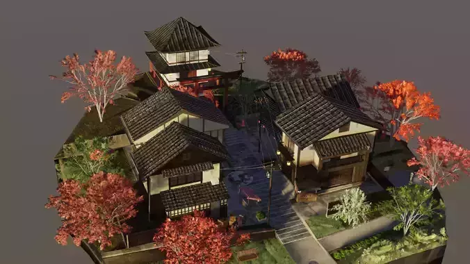 Japanese village 3D model