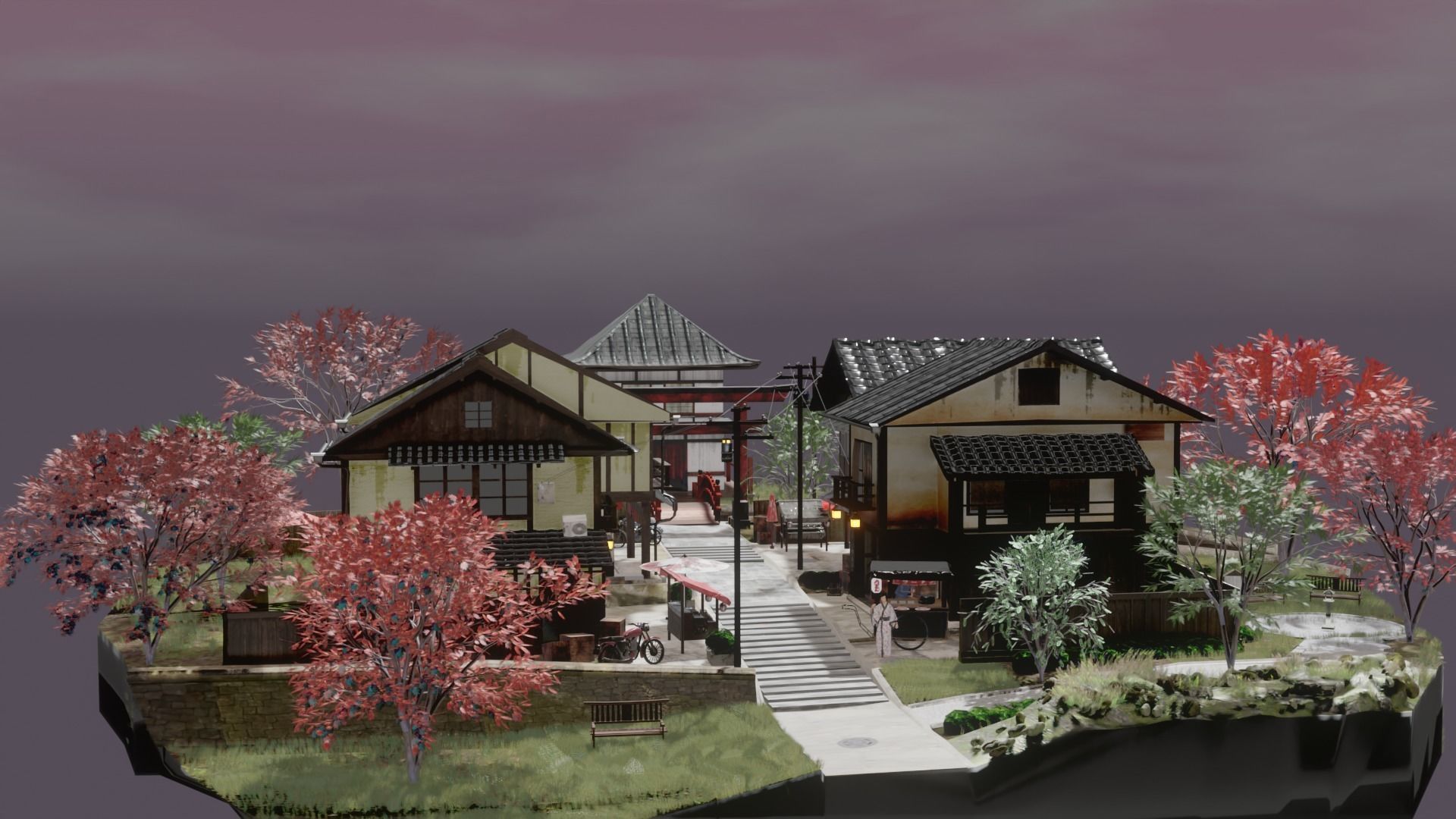 Japanese village 3D model_2