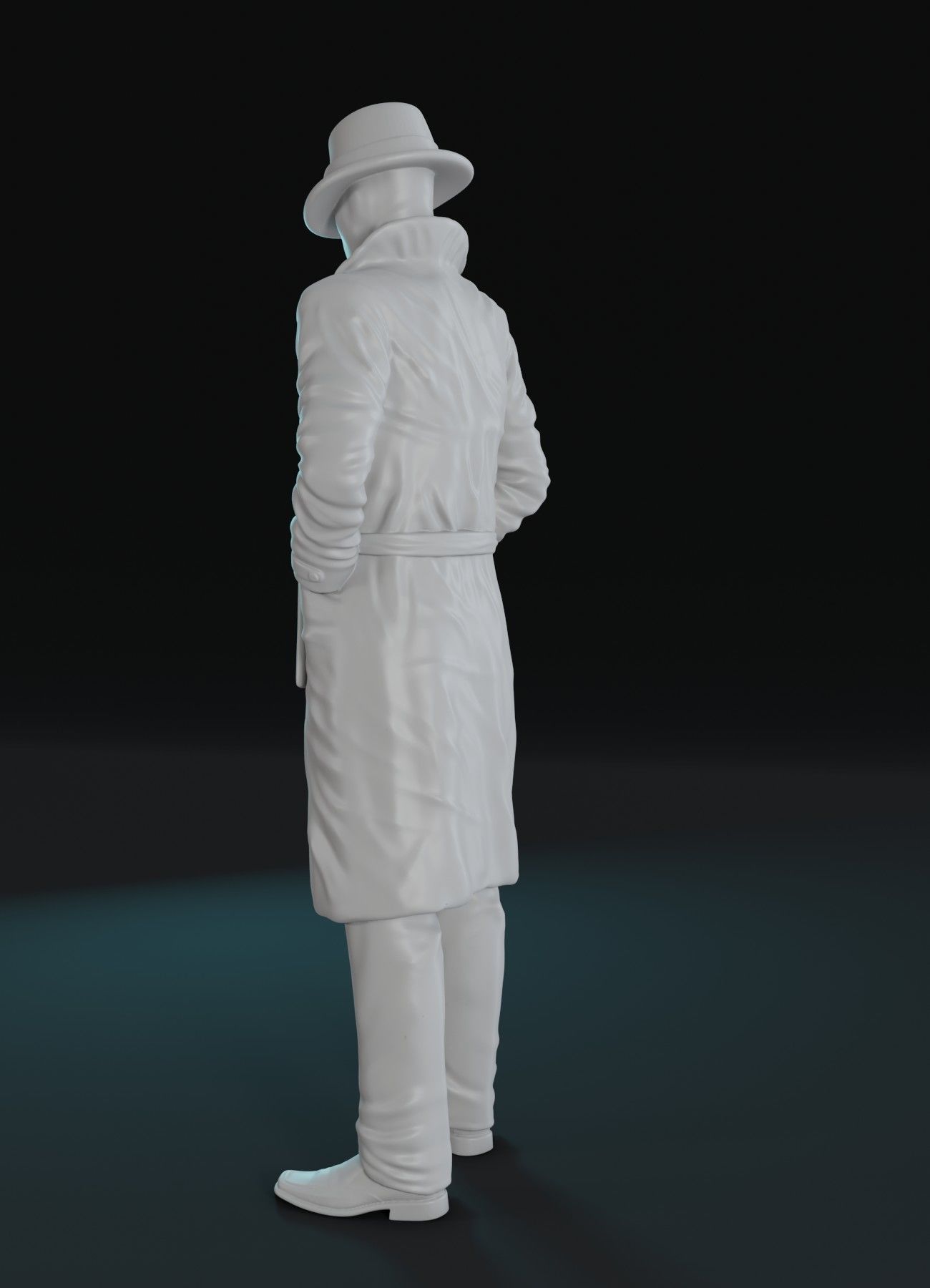 Rorschach man in trench coat and hat 3D print model_4