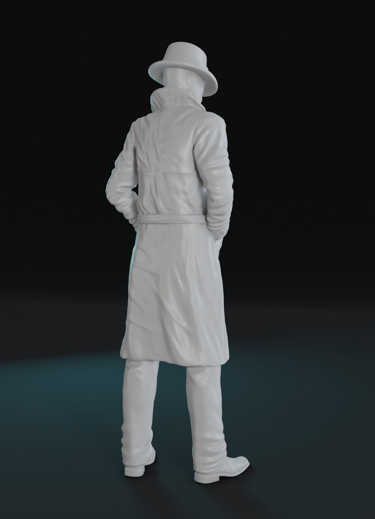 Rorschach man in trench coat and hat 3D print model_3