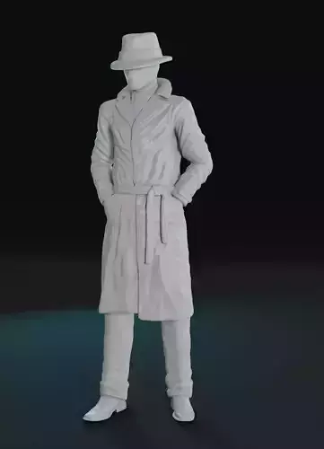 Rorschach man in trench coat and hat