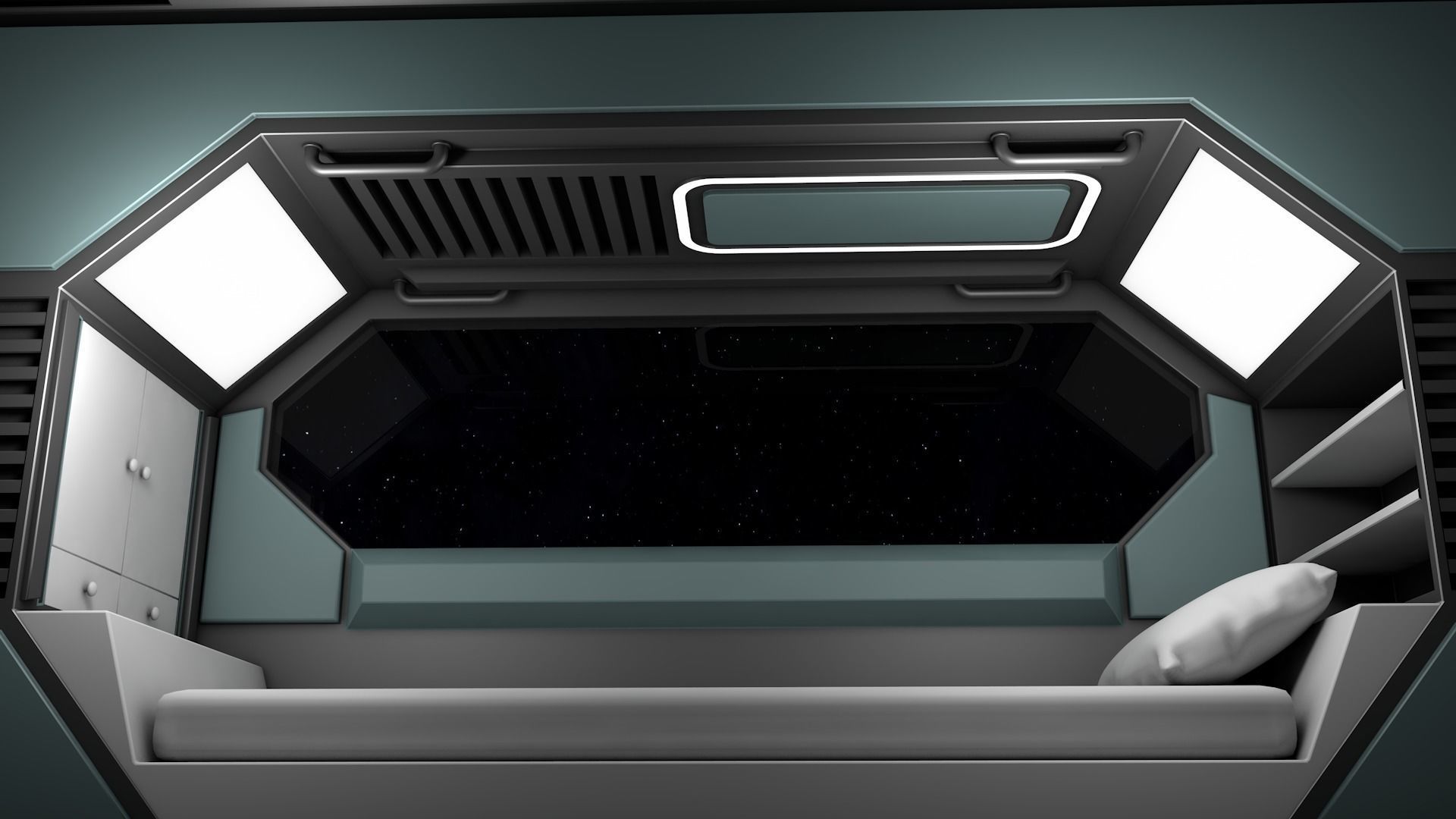 Sci Fi Bedroom Low-poly 3D model_4