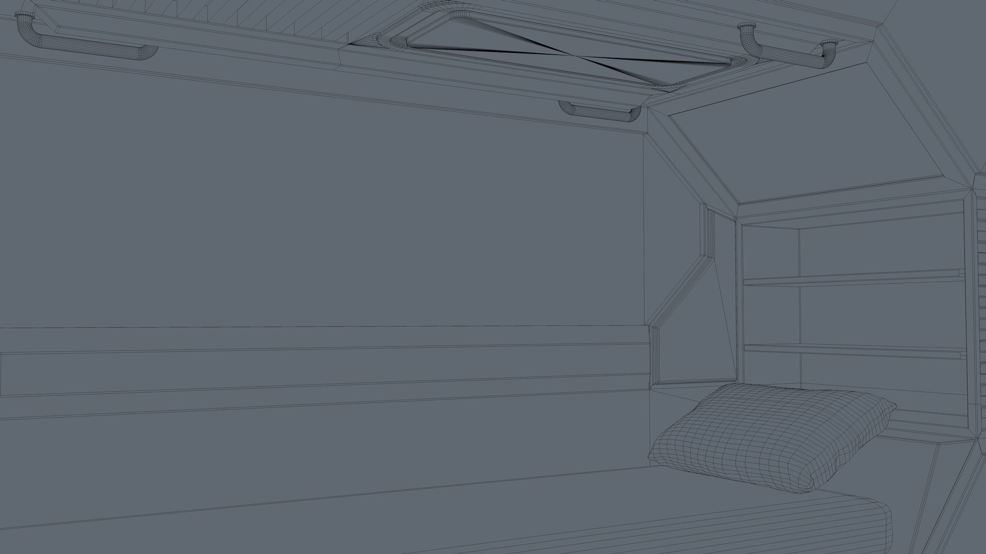 Sci Fi Bedroom Low-poly 3D model_10