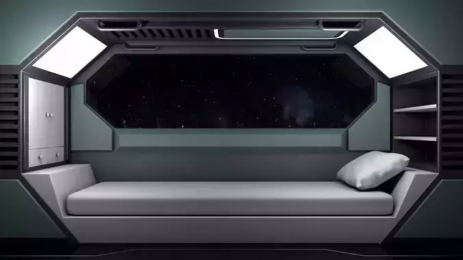 Sci Fi Bedroom Low-poly 3D model