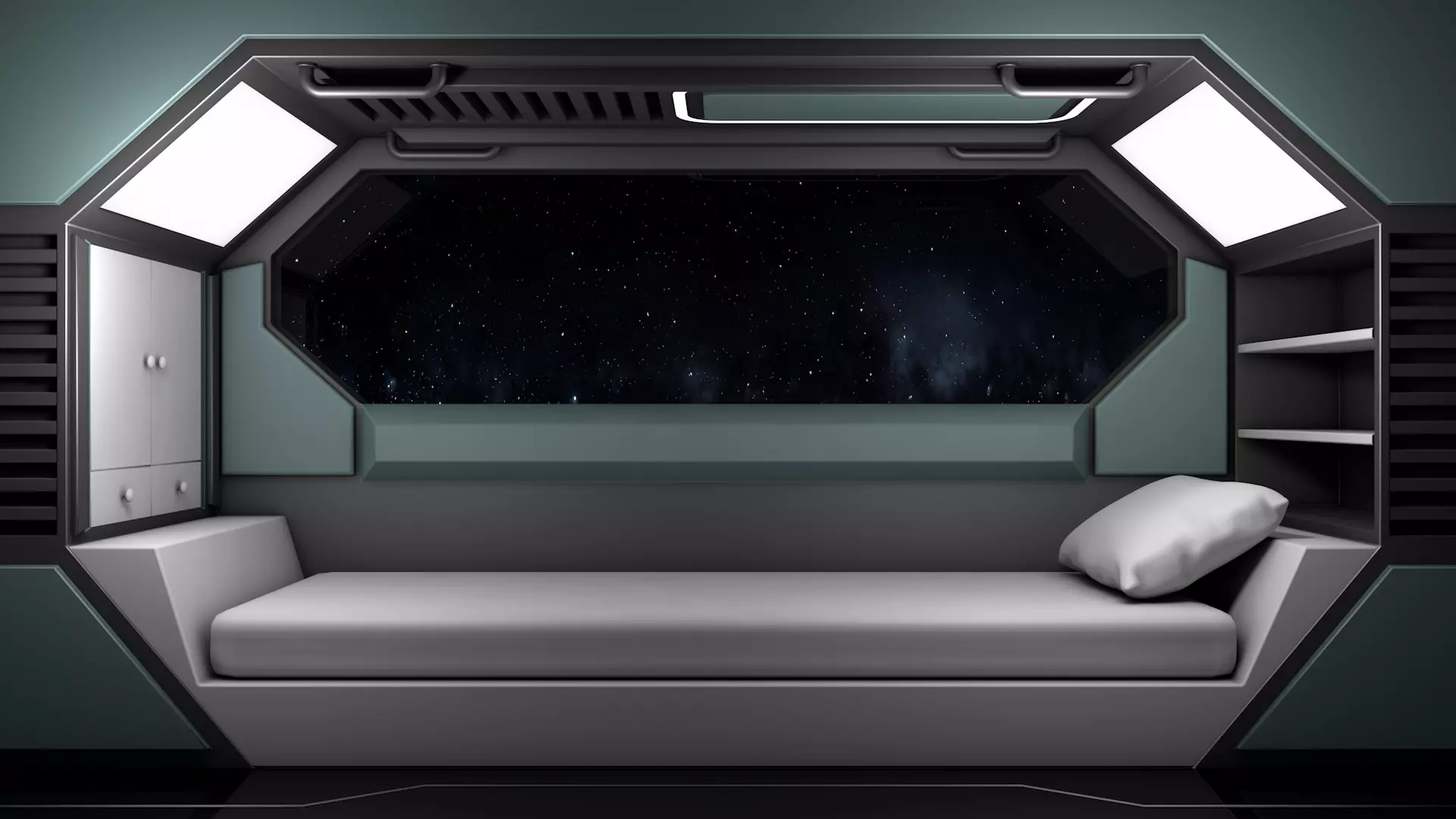 Sci Fi Bedroom Low-poly 3D model_0