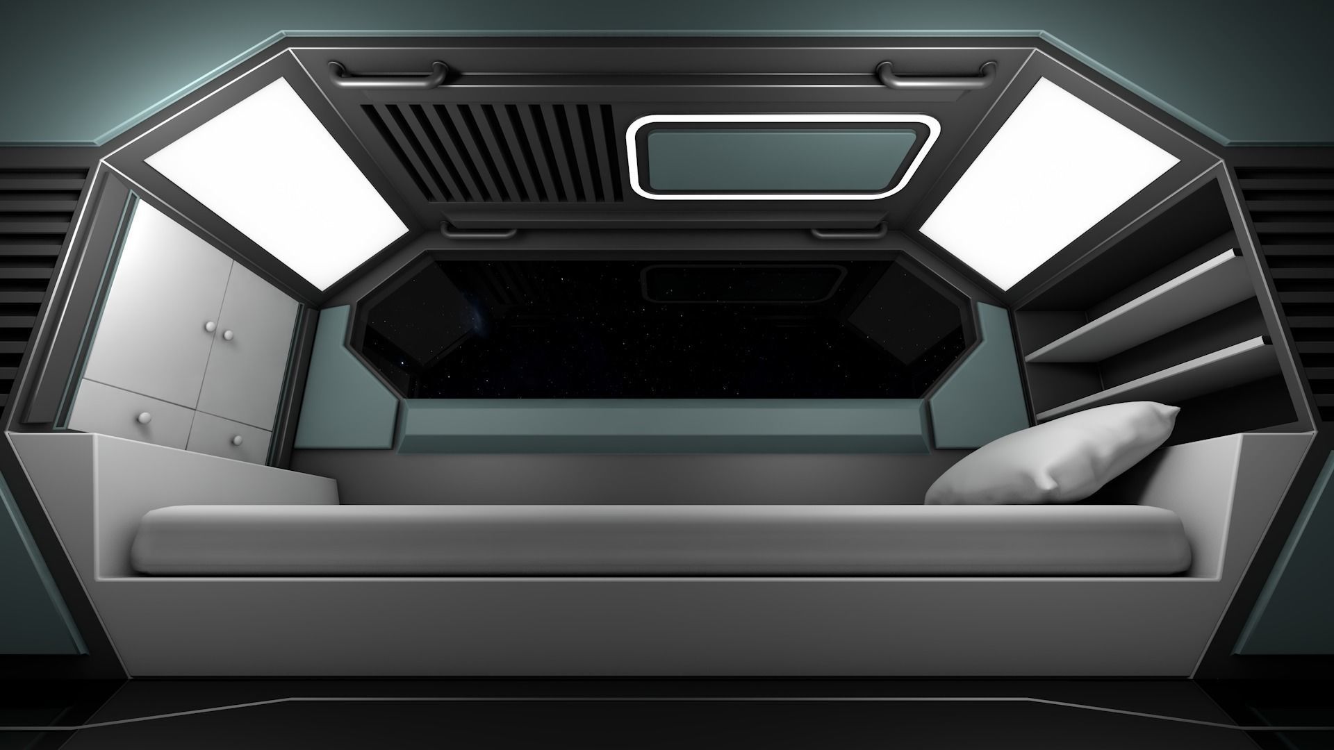 Sci Fi Bedroom Low-poly 3D model_8