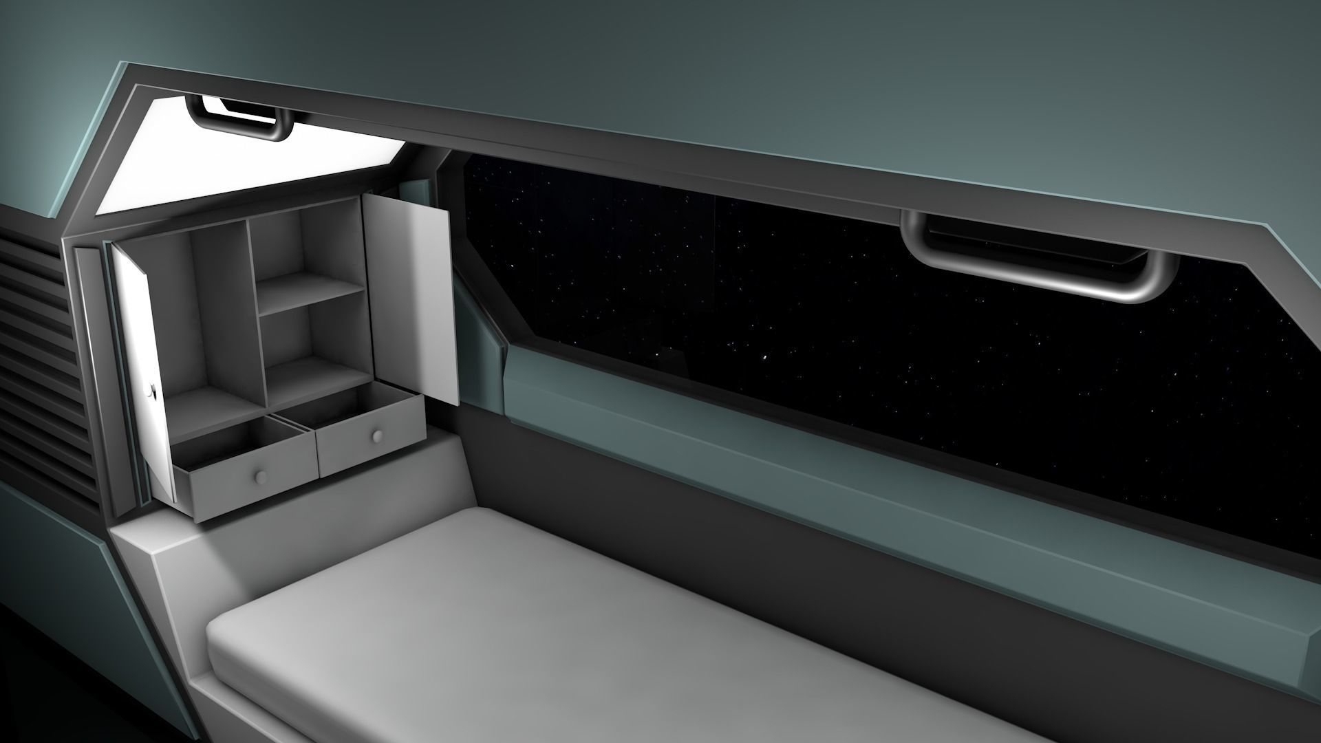 Sci Fi Bedroom Low-poly 3D model_5