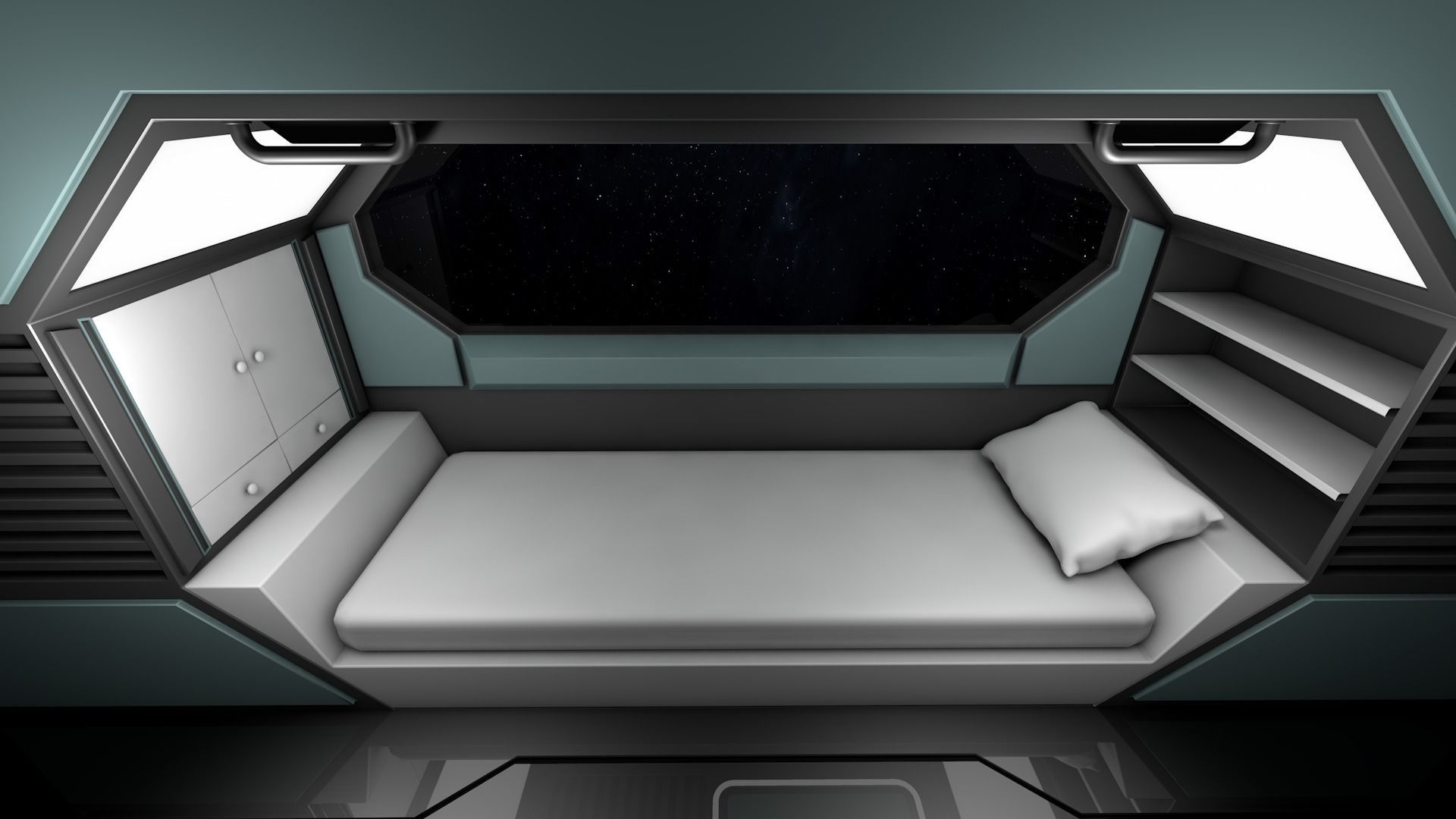 Sci Fi Bedroom Low-poly 3D model_7