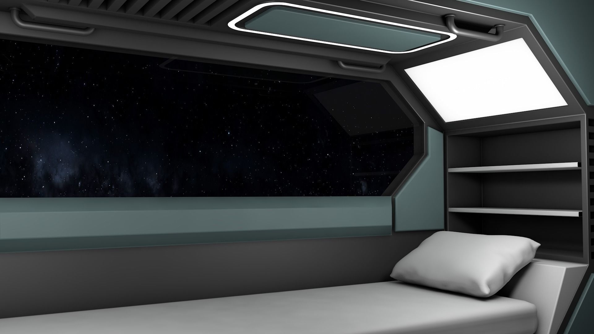 Sci Fi Bedroom Low-poly 3D model_2