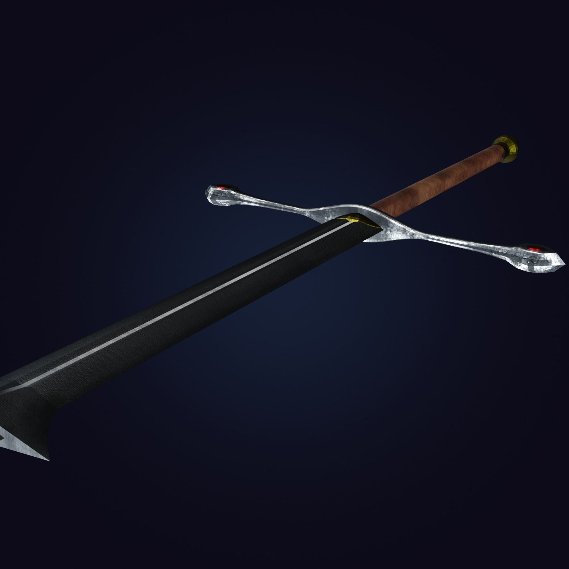 Zweihander sword Low-poly 3D model_5