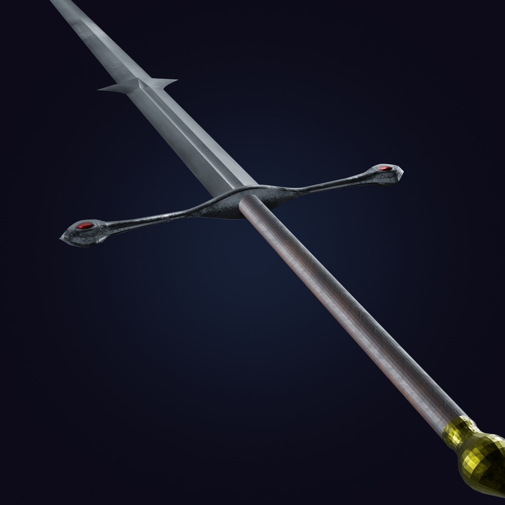 Zweihander sword Low-poly 3D model_2