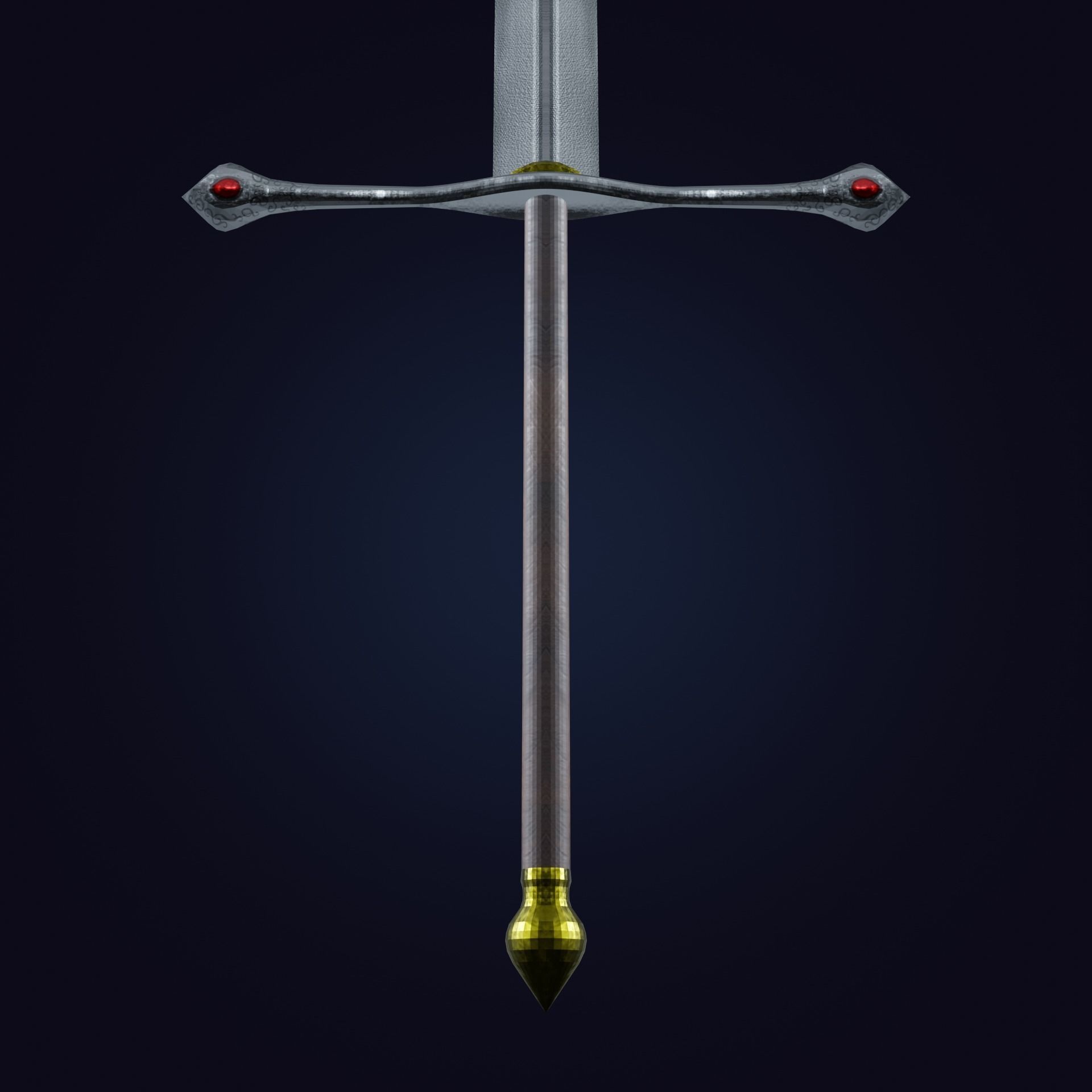 Zweihander sword Low-poly 3D model_1
