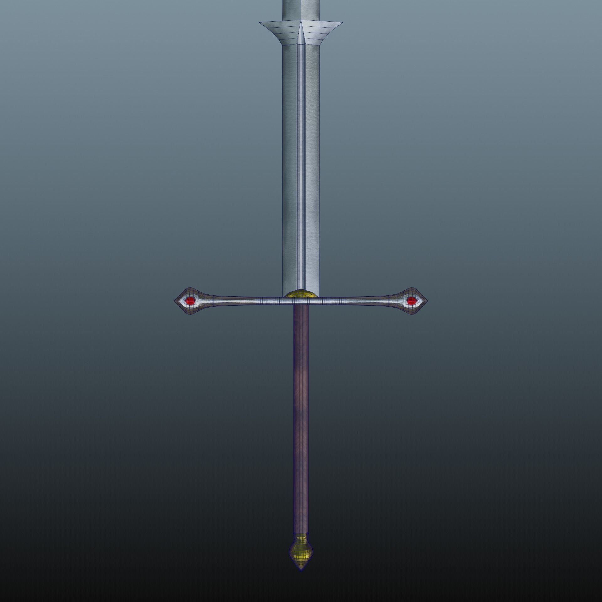 Zweihander sword Low-poly 3D model_11