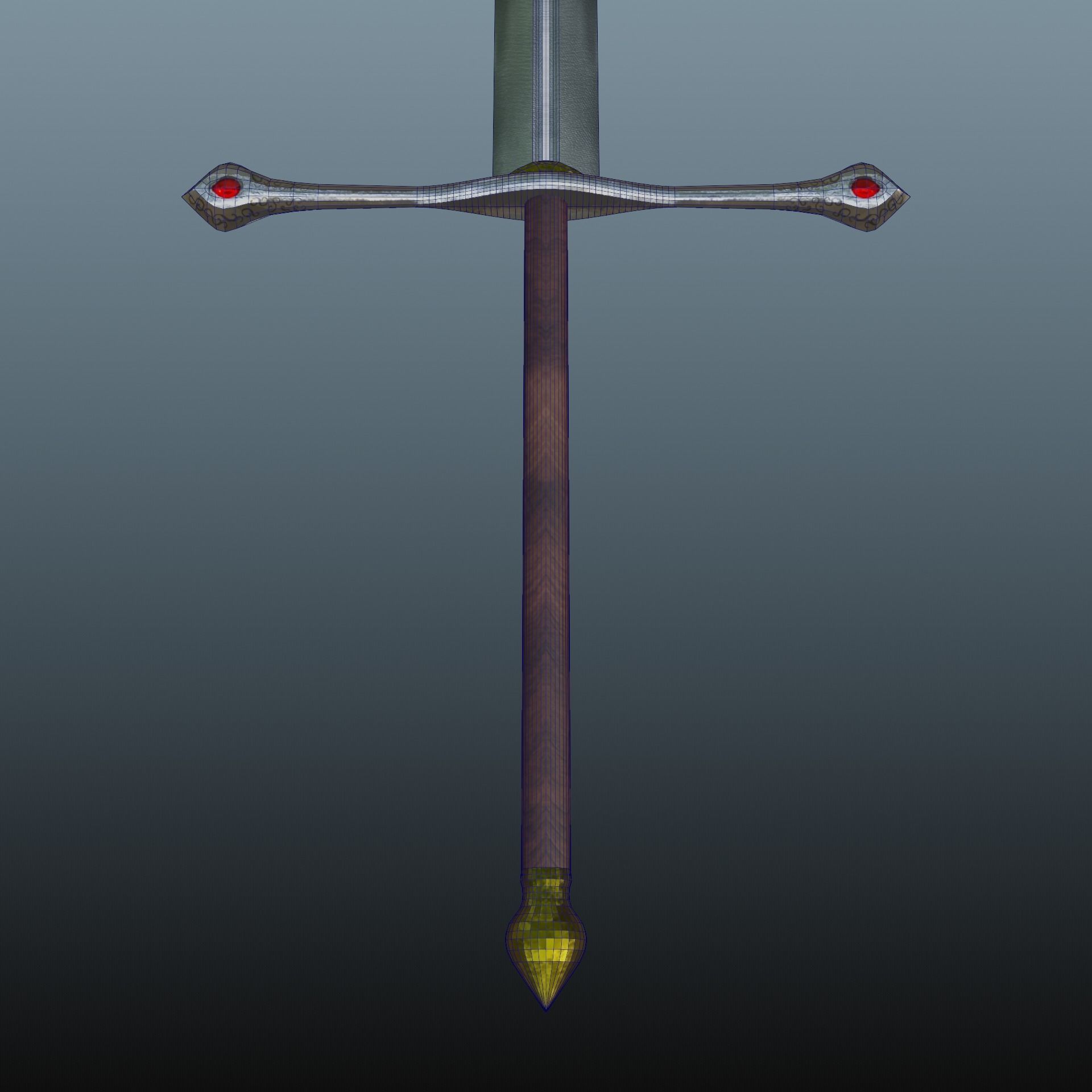 Zweihander sword Low-poly 3D model_10