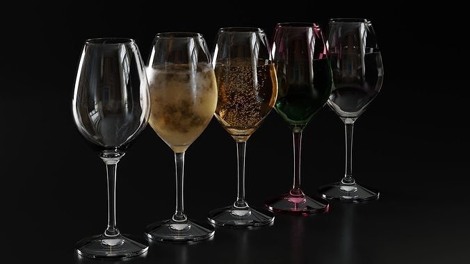 Champagne glass 2 3D model 4