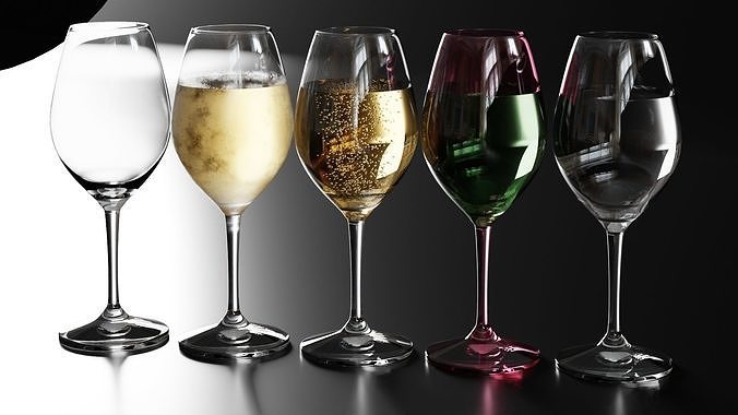 Champagne glass 2 3D model 2