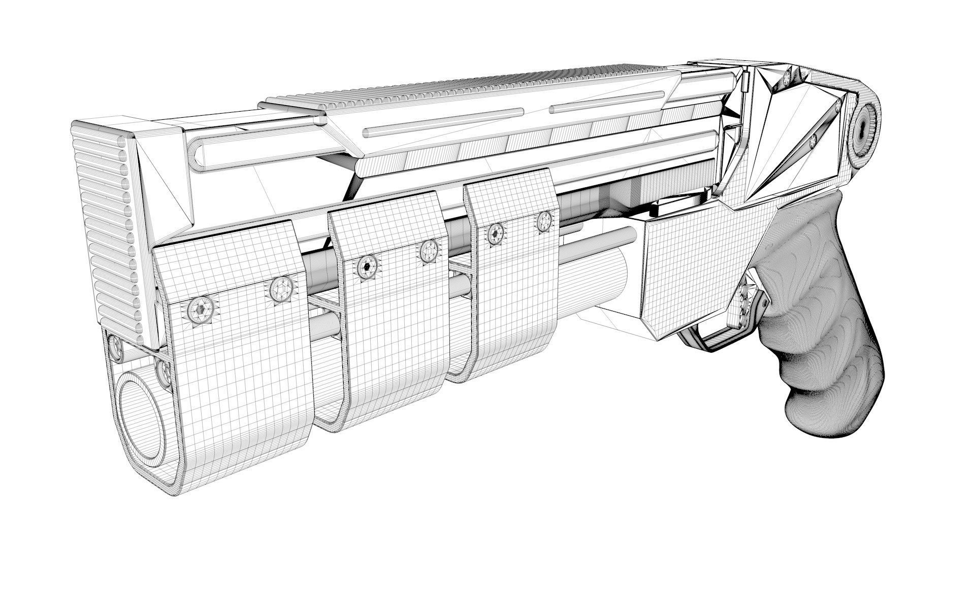 Future Pistol 16mm Sci-Fi 3D model_2