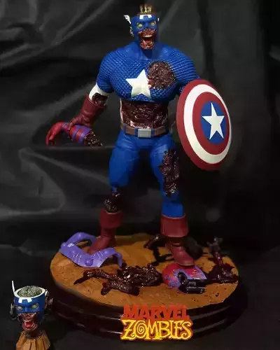 Cap America Zombie 3d Halloween Printable Fanart pm me discount 3D print model