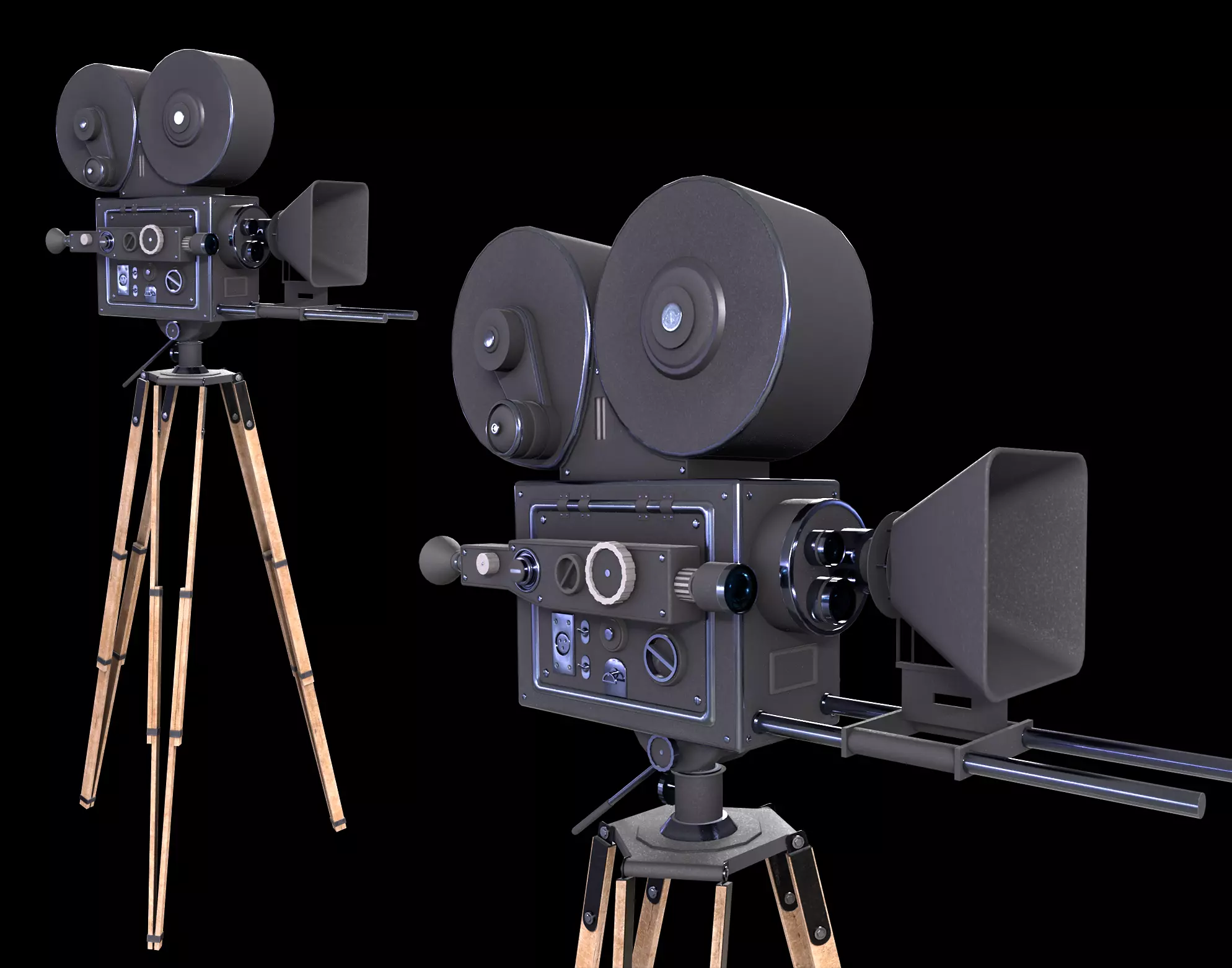 Classic Movie Camera 3D model_0