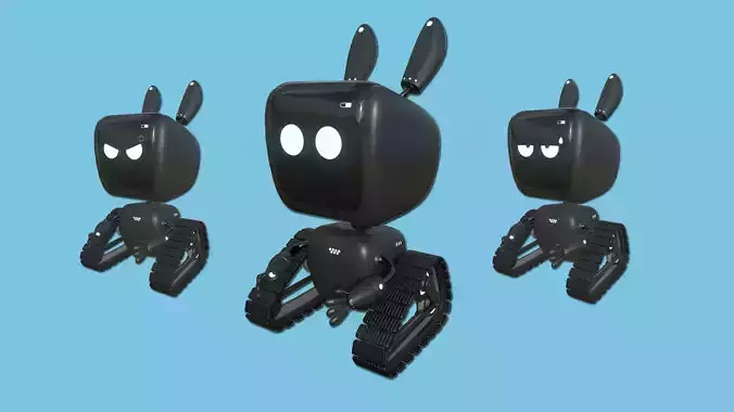 Cute Robot 02 - Black 03 Faces - Character Design Fashion Low-poly 3D model