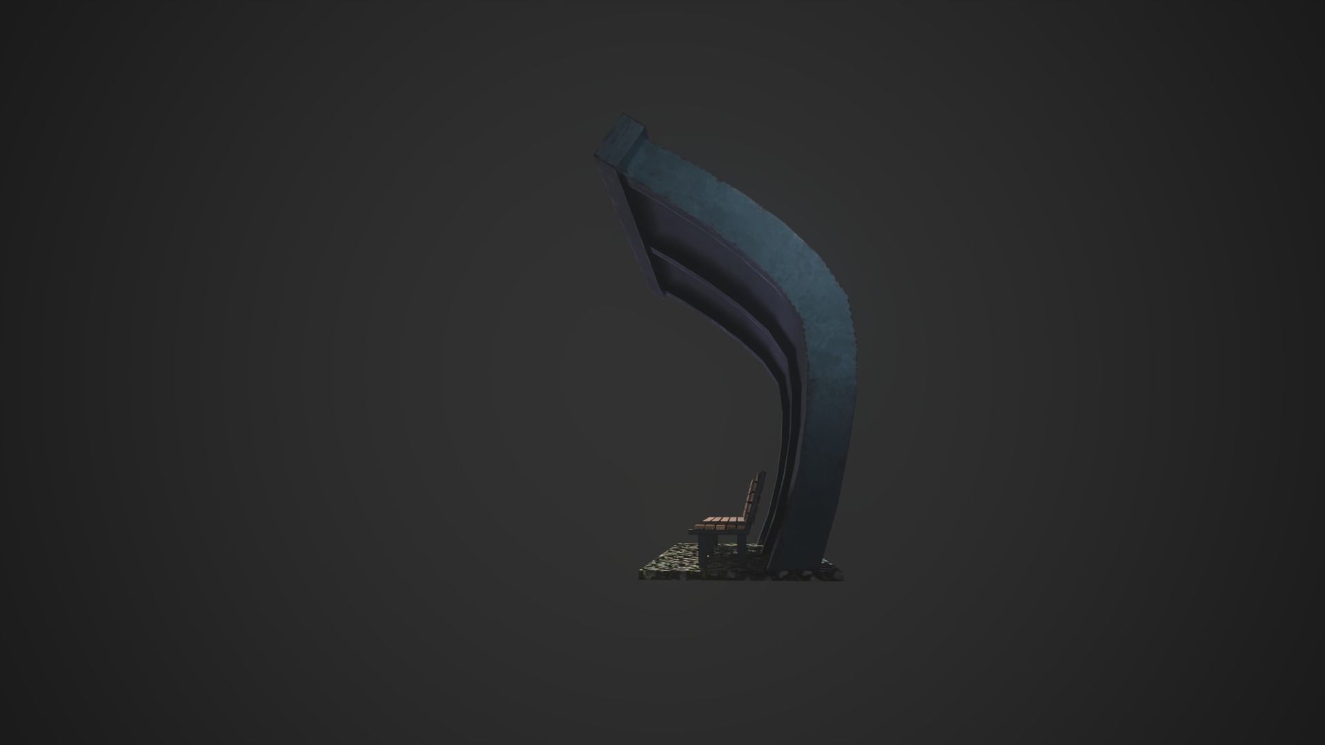  Low-Poly Bus Stop Bench Low-poly 3D model_3