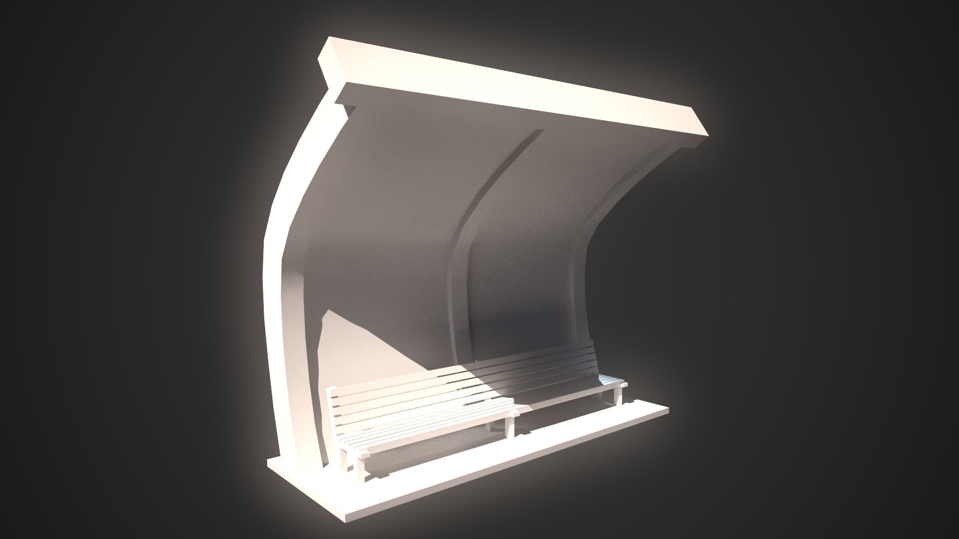  Low-Poly Bus Stop Bench Low-poly 3D model_7
