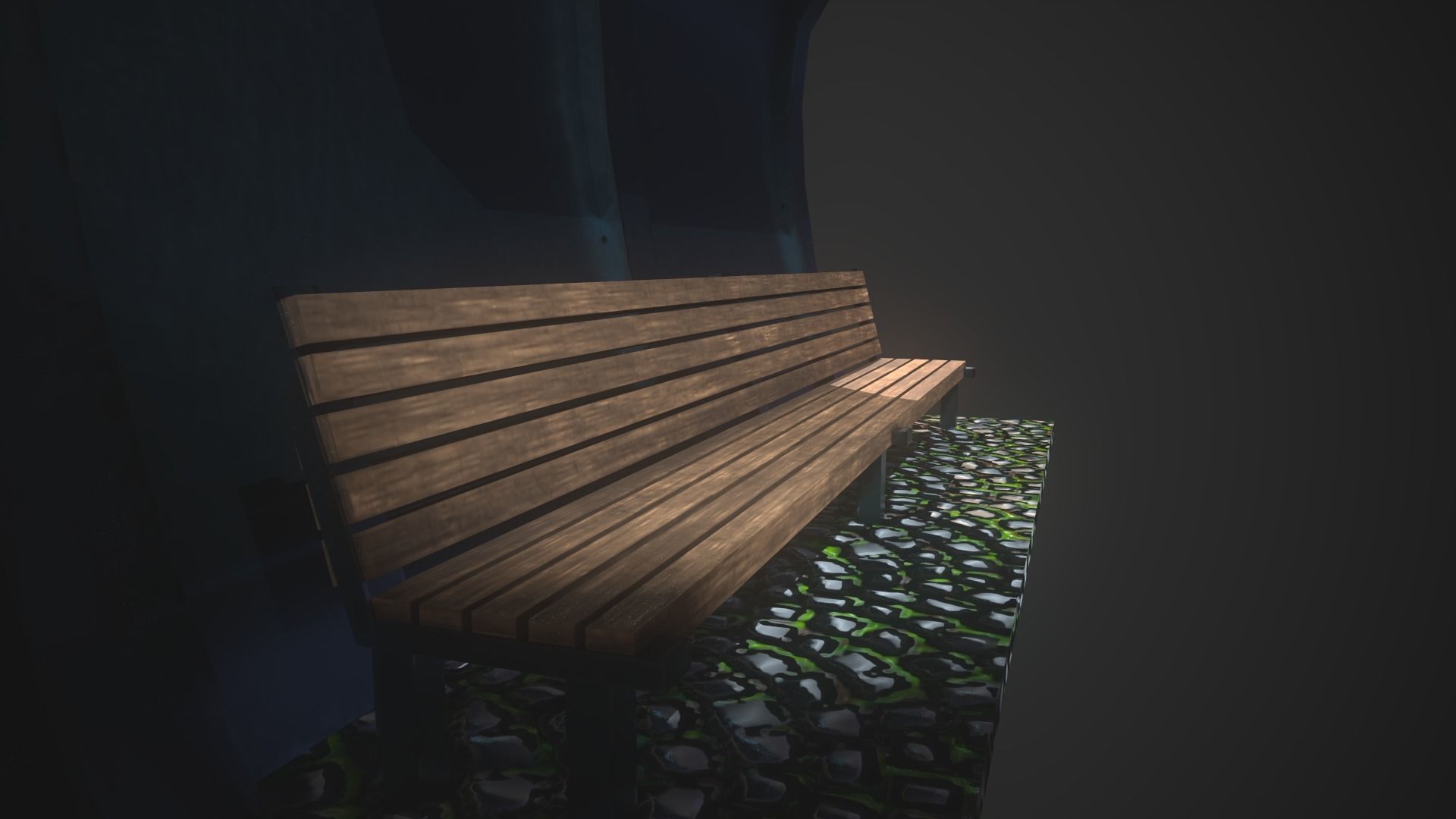  Low-Poly Bus Stop Bench Low-poly 3D model_4