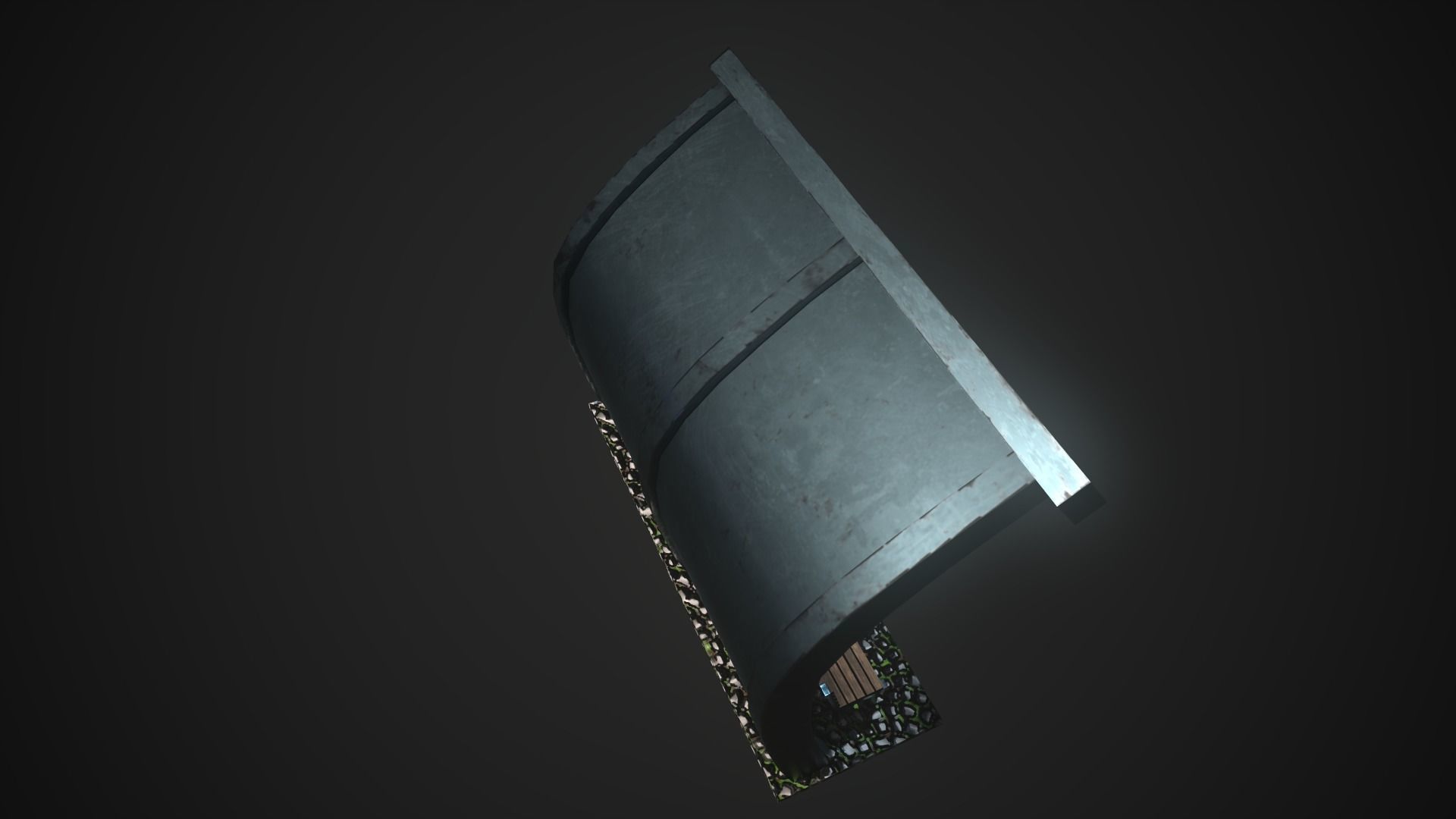  Low-Poly Bus Stop Bench Low-poly 3D model_5