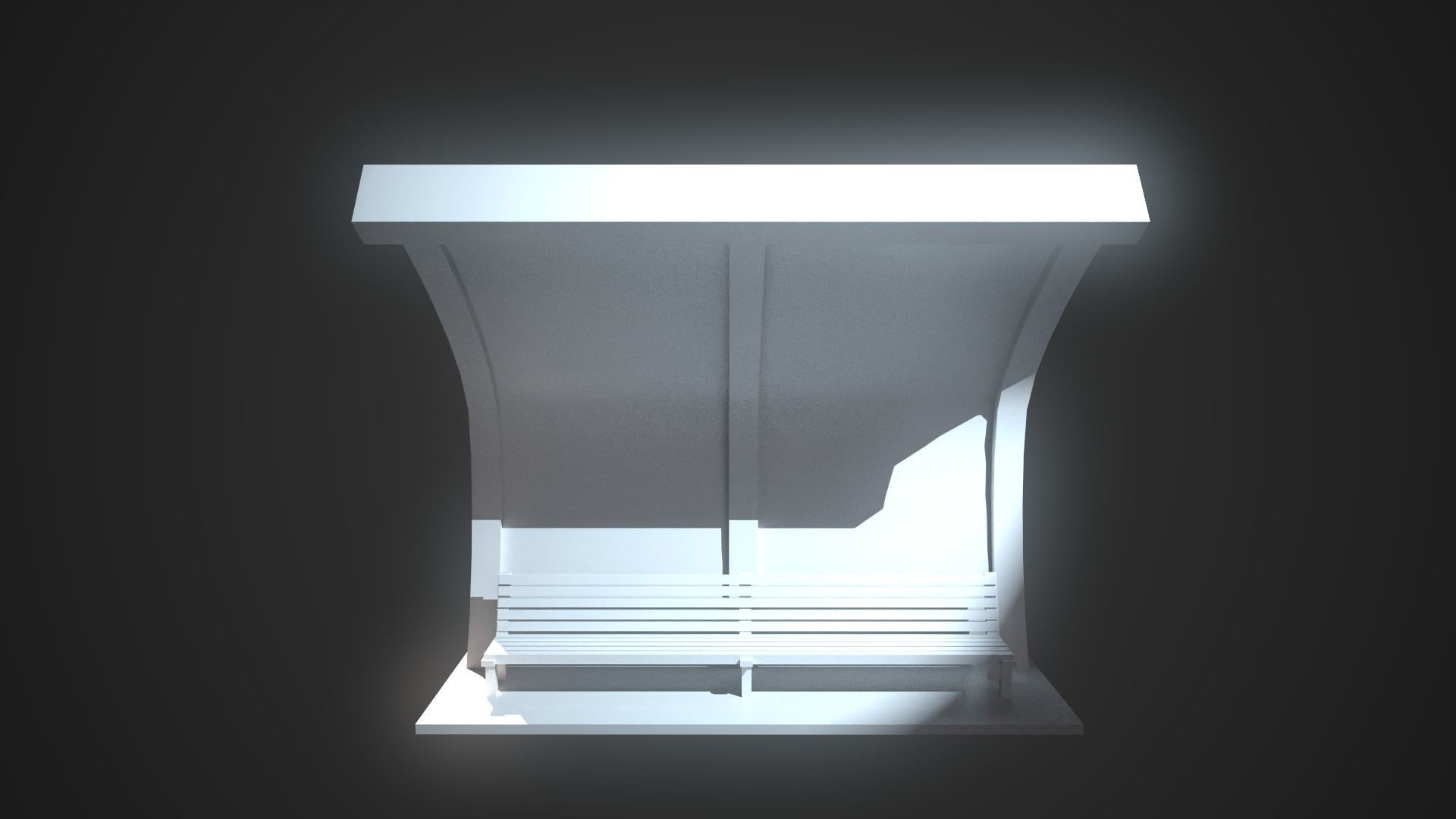  Low-Poly Bus Stop Bench Low-poly 3D model_8